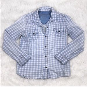 Bullhead Black Plaid Button Front Long Sleeve Top